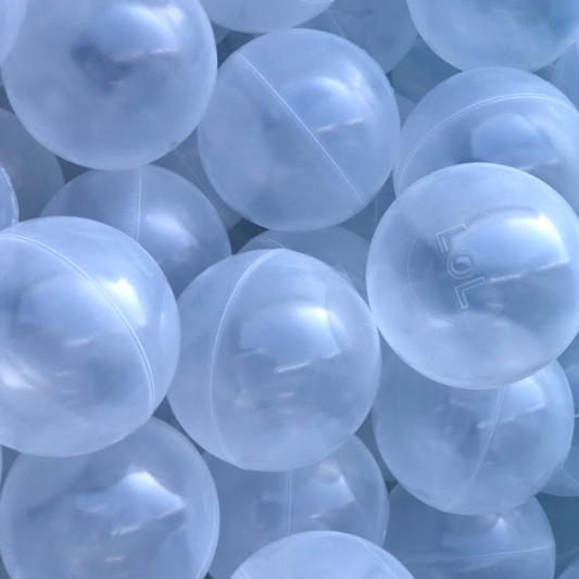 blue white and grey ball pit balls